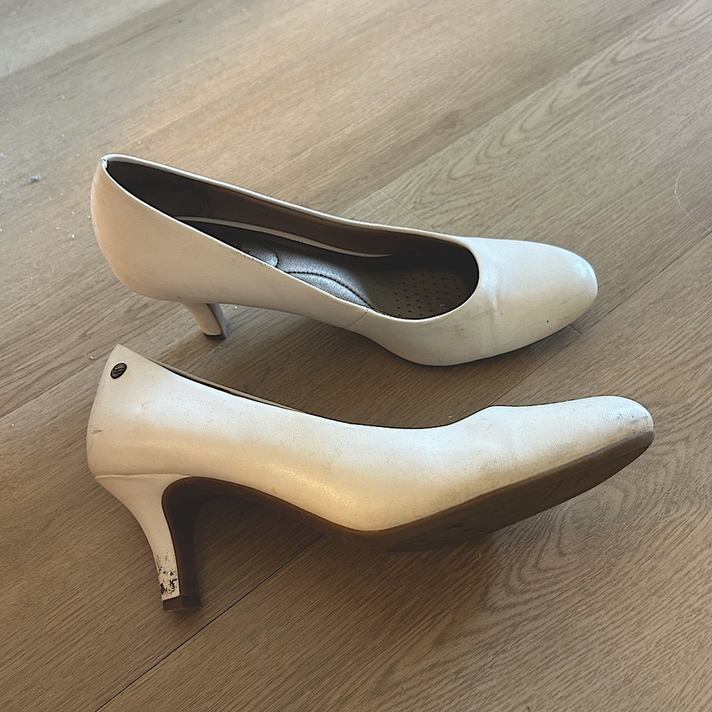 white comfort heels